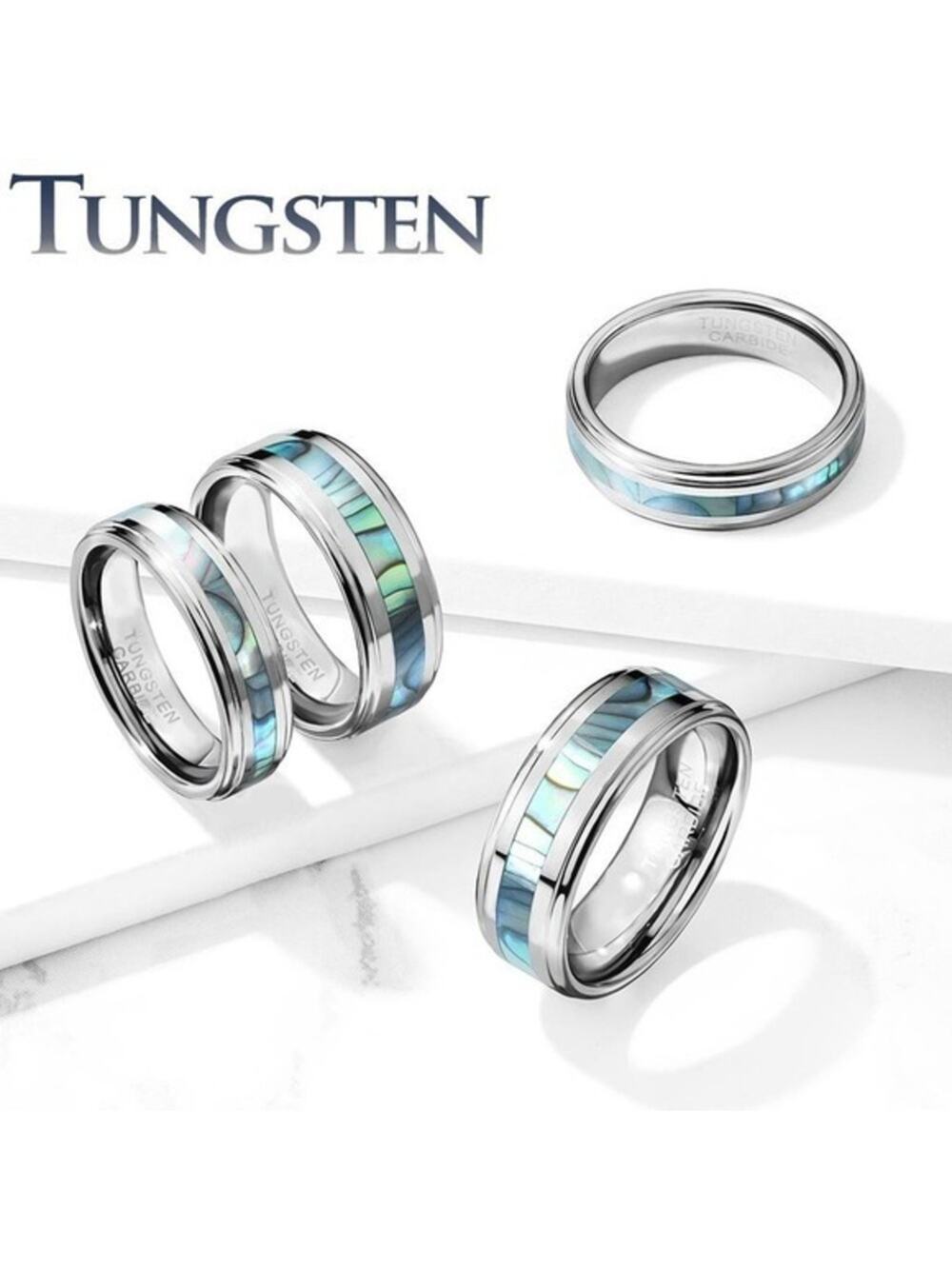 New‎ Tungsten carbide Abalone Inlay Center Ring size 8